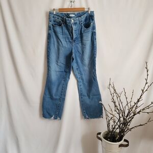 Good American Light Blue Straight-Leg Cropped Jeans